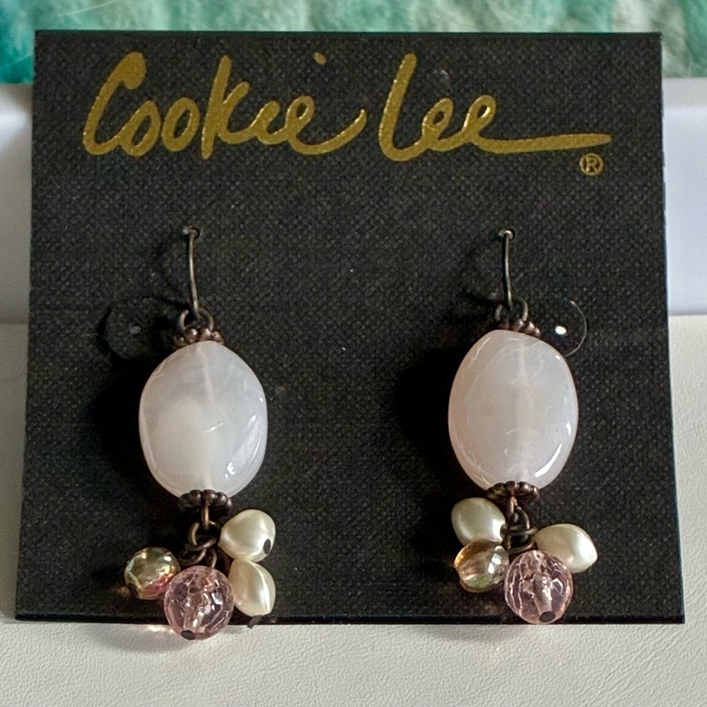 🌷Cookie Lee Pink and Freshwater Pearl Drop Earrings - Picture 3 of 8